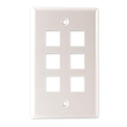 CovidPB-16000-W Blank Wall Plate with 6 Keystone Hole (White)