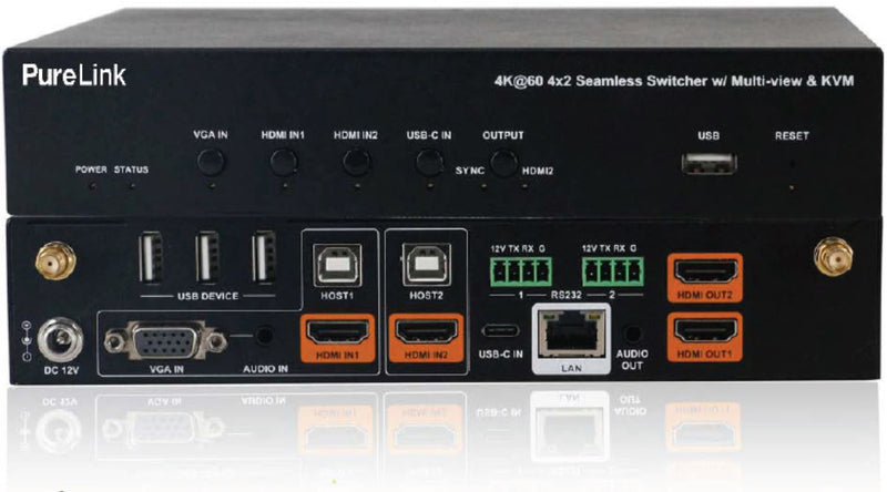 PureLink COLLABORA-8-4K 4K@60 Hub de collaboration multi-vues/Huddle 8 sources avec Airplay/Miracast/HDMI/USB-C et VGA