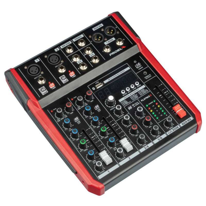 Proel PLAYMIX6 6-Channel PA Mixer with DFX USB Player and BT