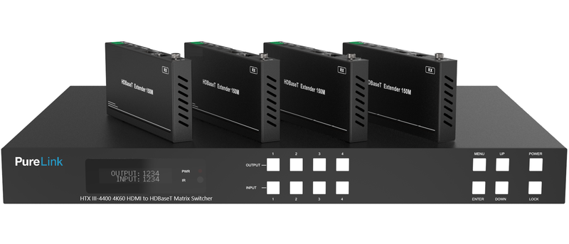 PureLink HTX III-4400 4x4 4K60 HDMI to HDBaseT/HDMI Matrix Switcher