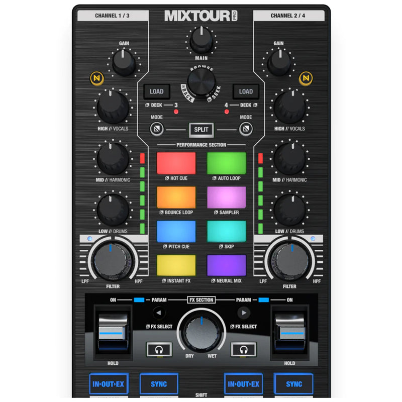 Reloop Mixtour-Pro Contrôleur DJ tout-en-un à quatre platines