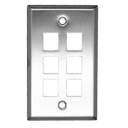 Covid SSB-16000 Blank Wall Plate with 6 Keystone Holes (Stainless Steel)