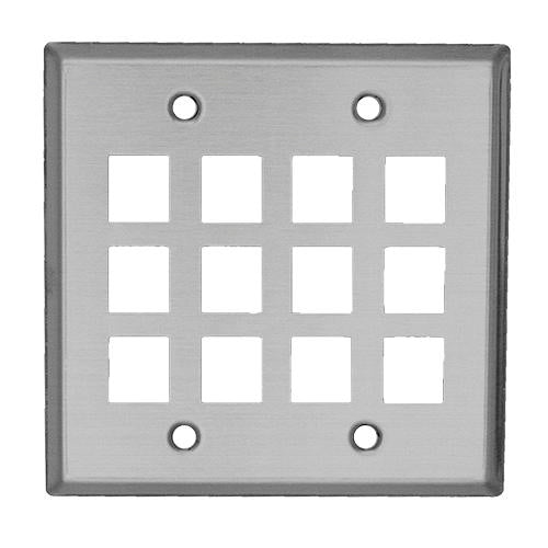 Covid SSB-2C000 Blank Wall Plate with 12 Keystone Holes (Stainless Steel)