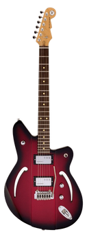 Reverend ASW-G-mrbu-RW-HCHC-X-W Airsonic Electric Guitar (Metallic Red Burst)