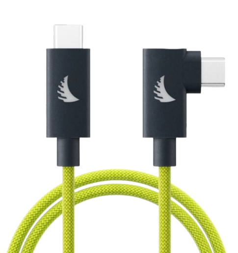 Angelbird UC4SFRAL200 USB-C To USB-C Right Angle 4.0 Solid Flex Cable (Lime) - 6.6'