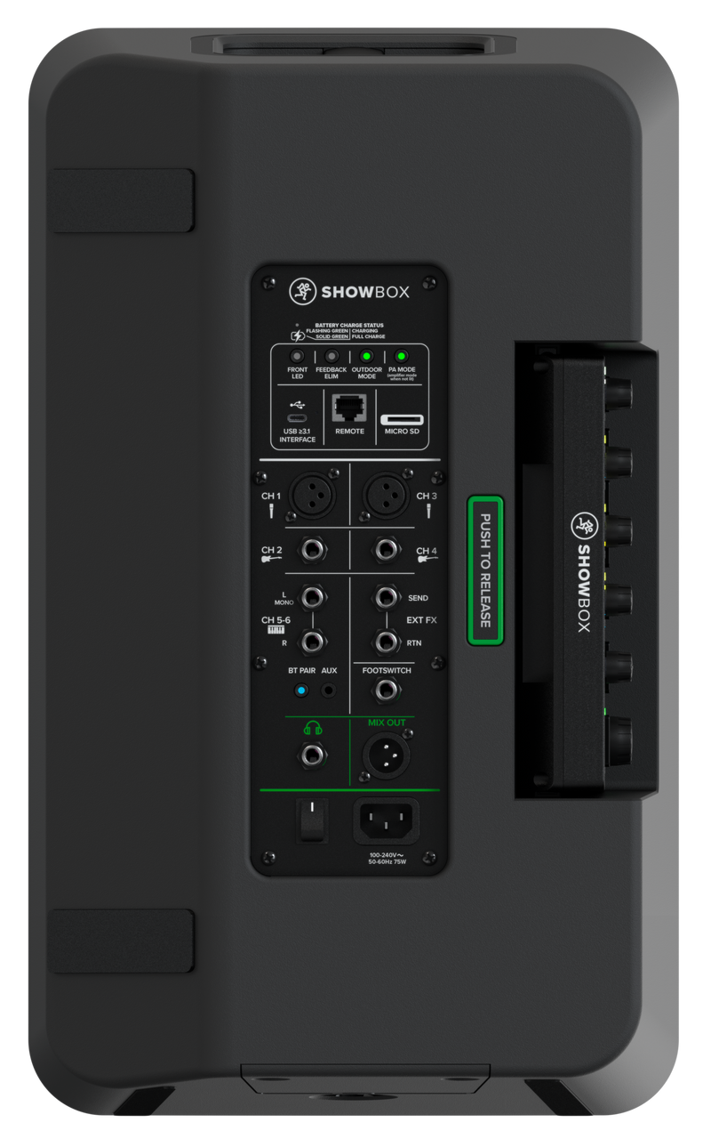 Mackie SHOWBOX Plate-forme de performance live tout-en-un alimentée par batterie avec contrôle de mixage Breakaway