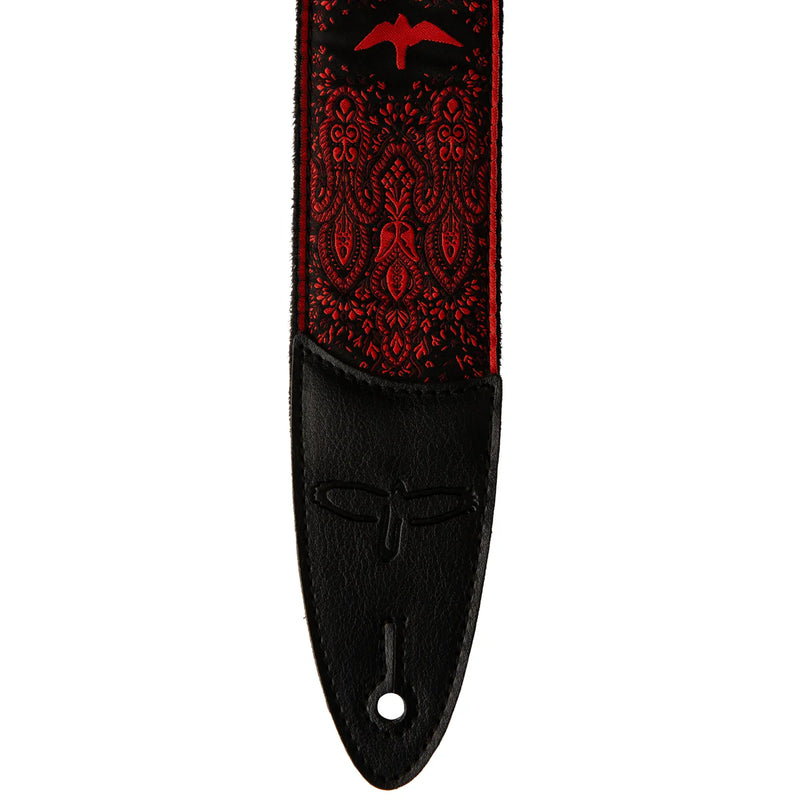 PRS Guitar Strap Custom Jacquard Birds Fleur (Red) - 2"