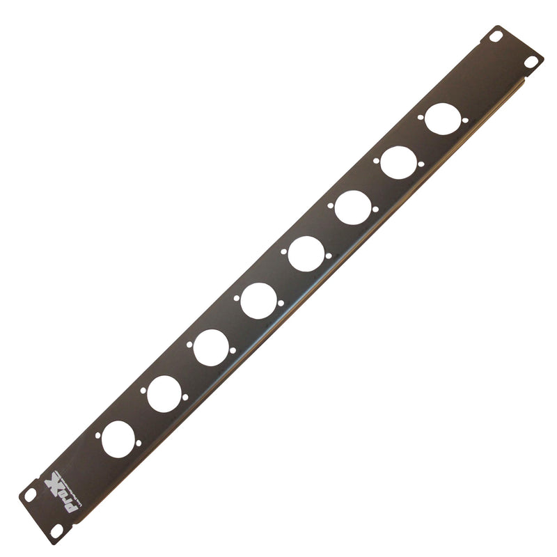 ProX T-1U8XLR 1U Rack Panel Punched for 8 XLR, Speaker Twist Connector Or Power Connection Compatible Connectors