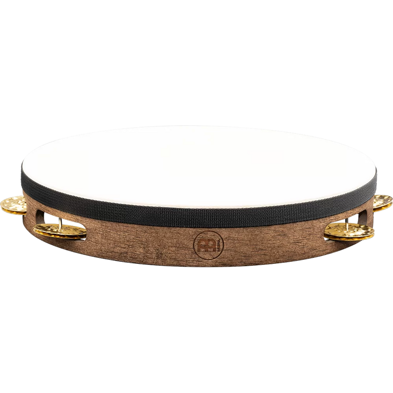 Meinl TAH1V-WB Vintage Goat Skin Wood Tambourine 1 Row Hammered Brass (Walnut Brown)