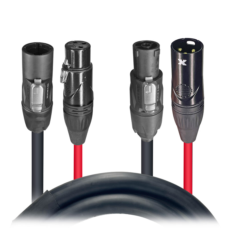 ProX XC-TR112-XLR10 Dual Powerkon to XLR Dual Audio Combo Jumper Link Jumper Cable - 10'