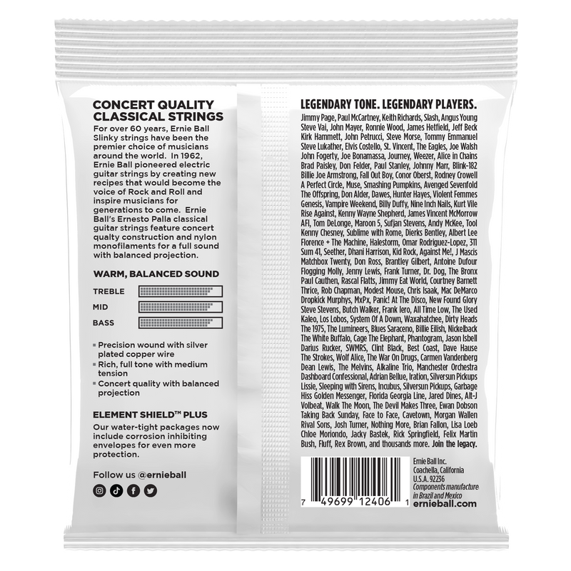 Ernie Ball 2406EB Ernesto Palla Black & Silver Nylon Classical Guitar Strings