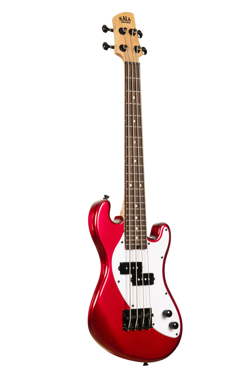 Kala UBASS-SB-RD-FS Basse ukulélé frettée à 4 cordes Solid Body (Candy Apple Red)