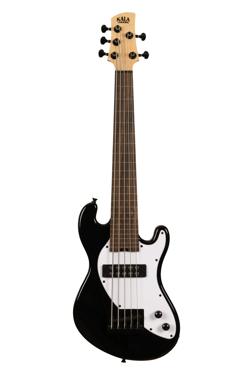 Kala UBASS-SB5-BK-FL Basse ukulélé fretless à corps solide 5 cordes (noir de jais)
