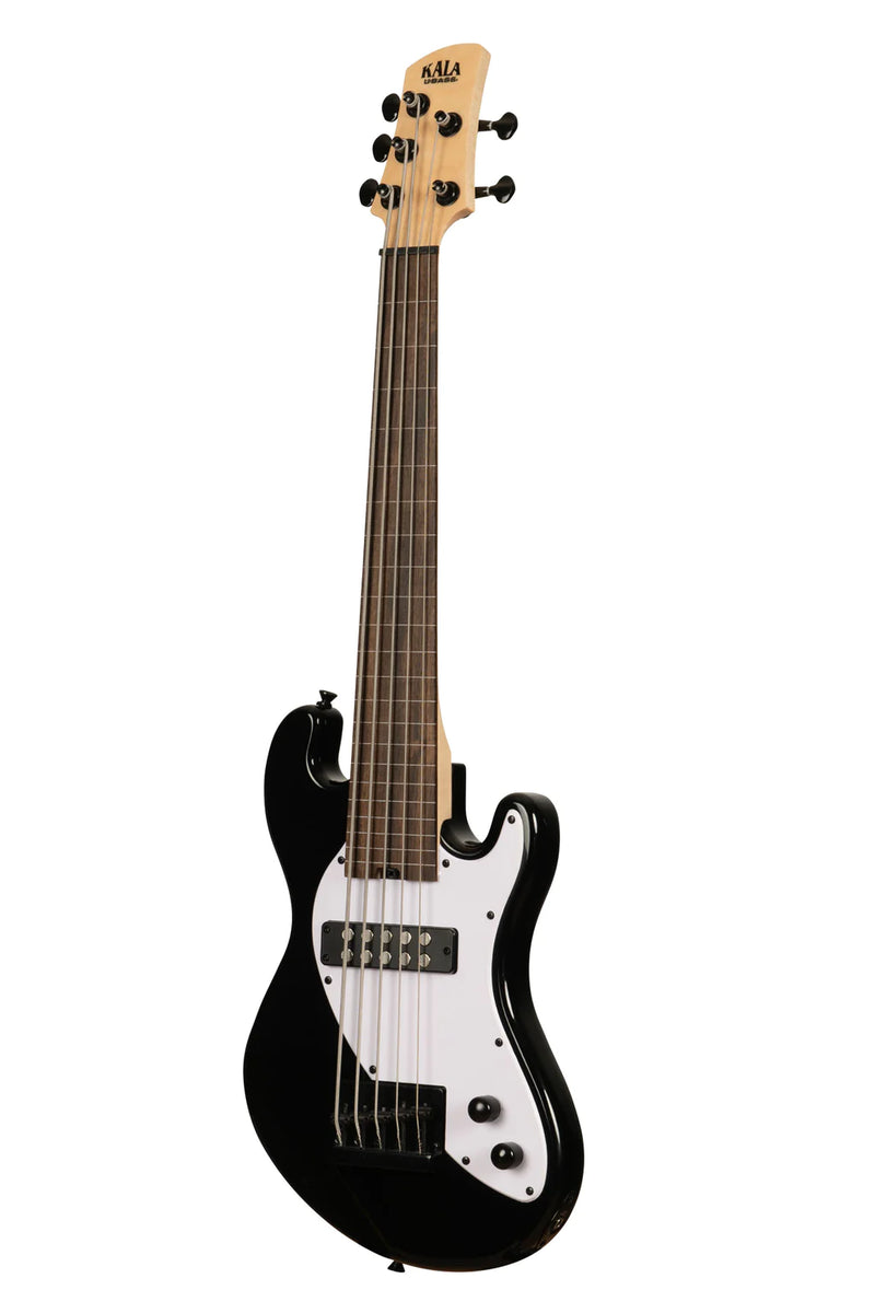 Kala UBASS-SB5-BK-FL Basse ukulélé fretless à corps solide 5 cordes (noir de jais)
