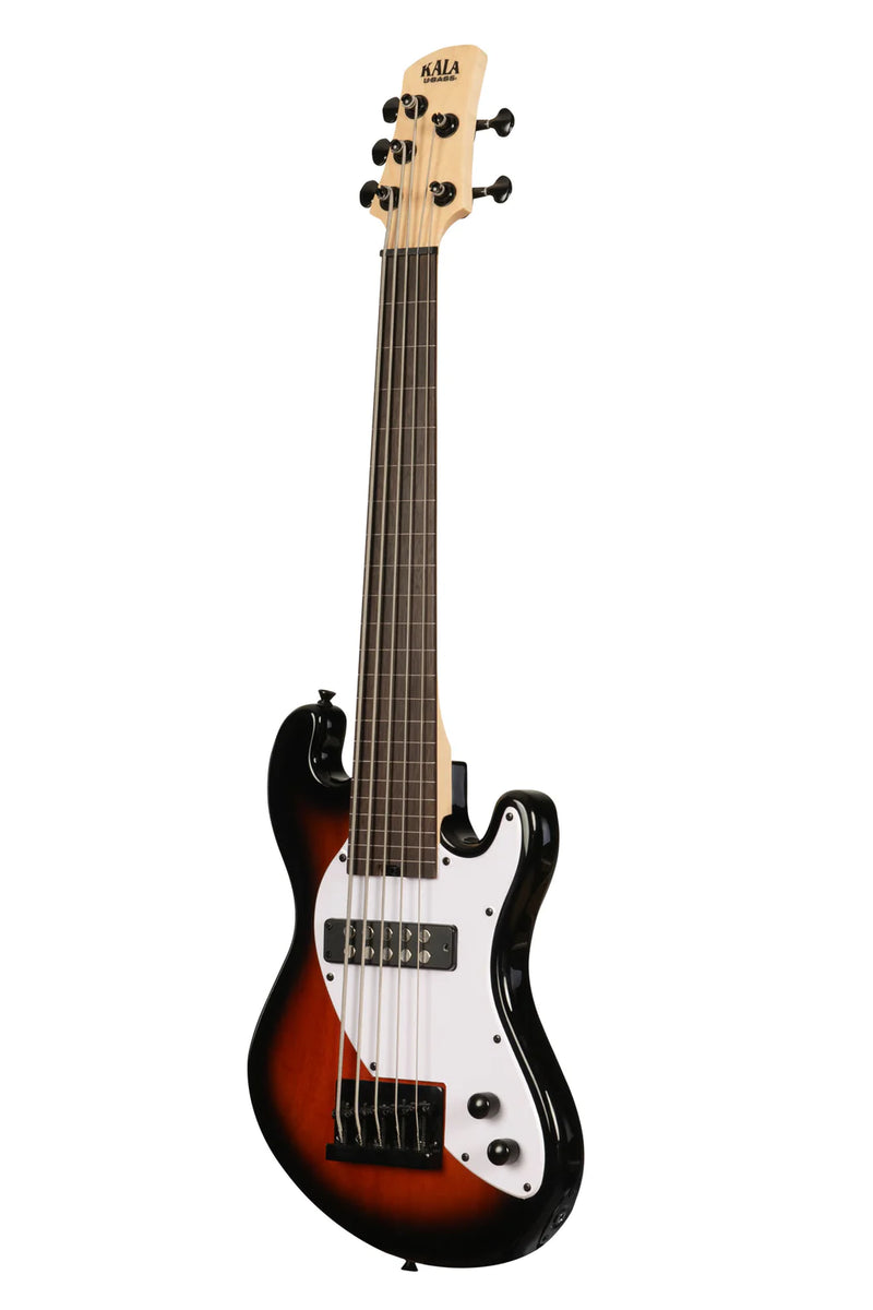 Kala UBASS-SB5-TB-FL Basse ukulélé fretless 5 cordes Solid Body (Tobacco Burst)