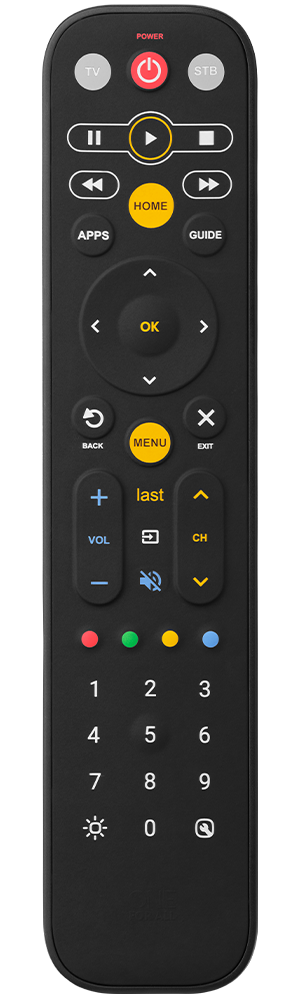 One For All EAZYCLEAN 2-In-1 Remote Control (Black With Backlight)