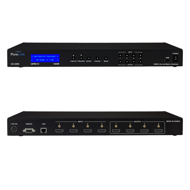 PureLink UX-4400 HDMI Matrix Switcher 4×4 4K w/HDCP 2.2