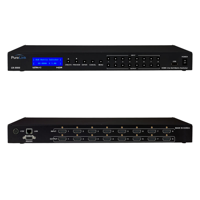 PureLink UX-8800 8×8 4K HDMI Matrix Switcher w/HDCP 2.2