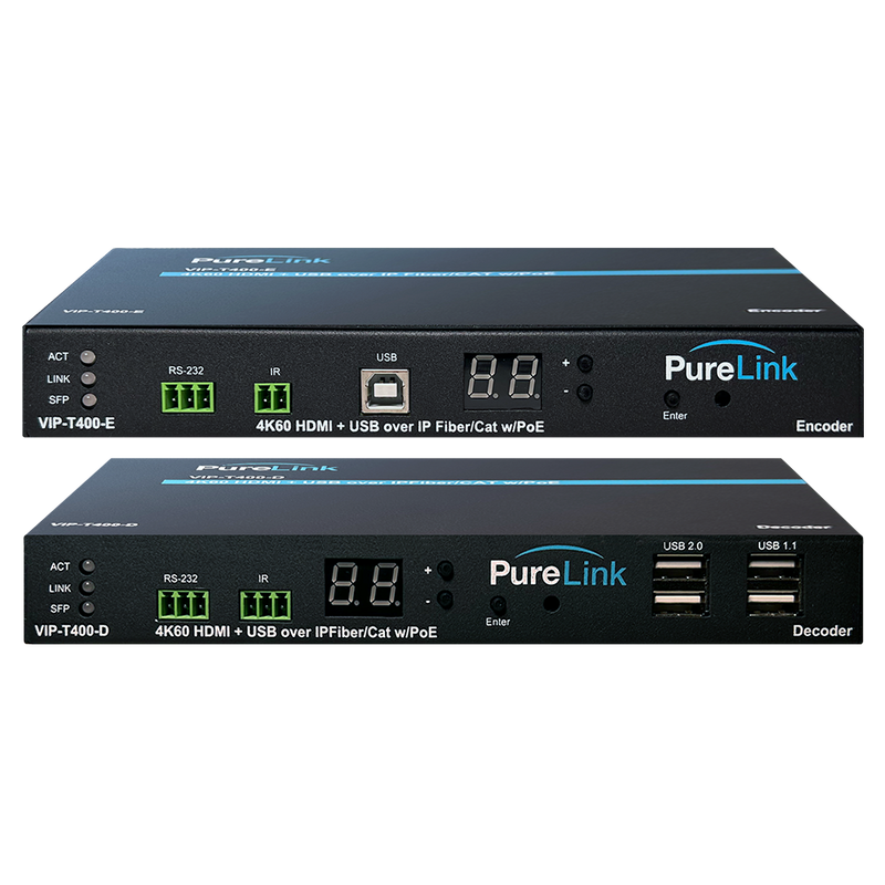 PureLink VIP-EXT-T400-1 AV over IP Extender Solution w/4K60 HDMI & USB/KM CAT & Fiber - TAA Compliant
