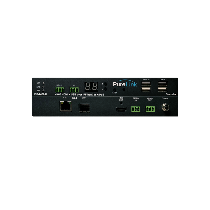 PureLink VIP-EXT-T400-1 AV over IP Extender Solution w/4K60 HDMI & USB/KM CAT & Fiber - TAA Compliant