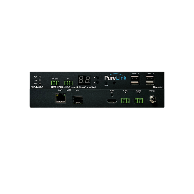 PureLink VIP-T400-D 4K60 HDMI & USB/KM CAT & Fiber AV Over IP Decoder