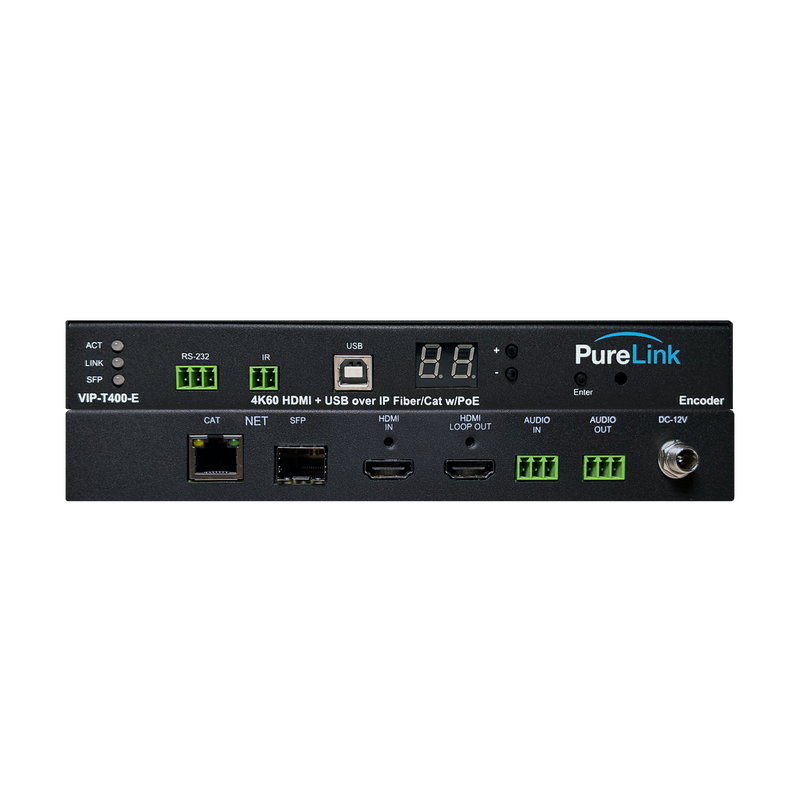 PureLink VIP-EXT-T400-1 AV over IP Extender Solution w/4K60 HDMI & USB/KM CAT & Fiber - TAA Compliant