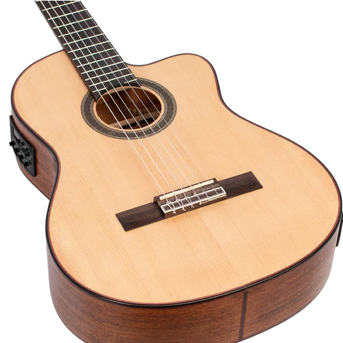 Valencia VC704CE 4/4 Size Classical Electric Guitar (Natural Satin Finish)