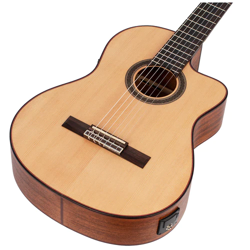 Valencia VC704CE 4/4 Size Classical Electric Guitar (Natural Satin Finish)