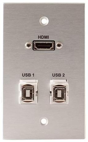 Covid W1332M-CA HDMI Pigtail and 2 Keystone USB-2-BA (Clear Anodized)