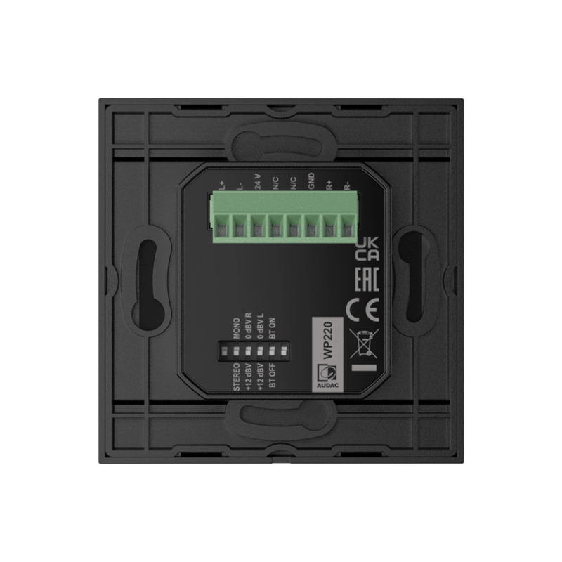 Audac WP220US/B Universal Wall Panel Bluetooth Receiver Input (Black) - 80 x 80mm