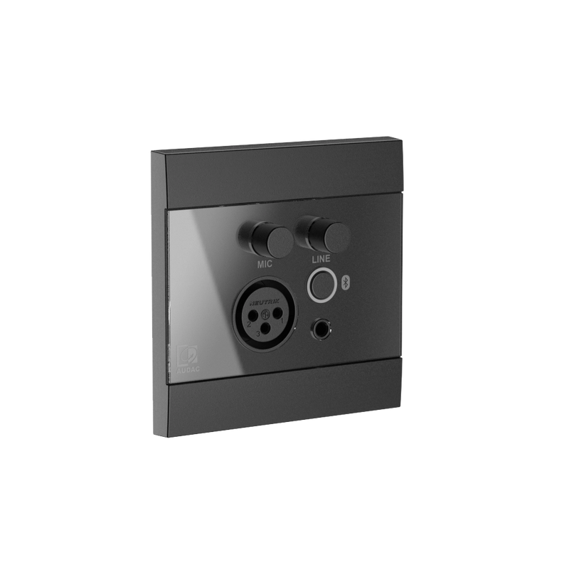Audac WP225US/B Universal Wall Panel Microphone, Line And Bluetooth Receiver (Black) - 80 x 80mm