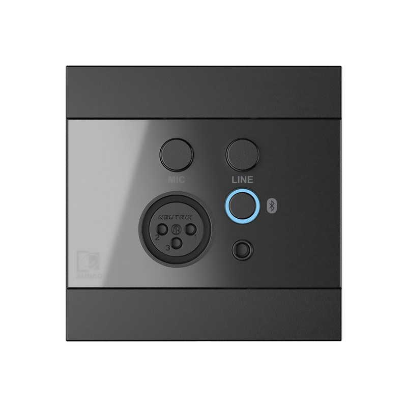Audac WP225US/B Universal Wall Panel Microphone, Line And Bluetooth Receiver (Black) - 80 x 80mm
