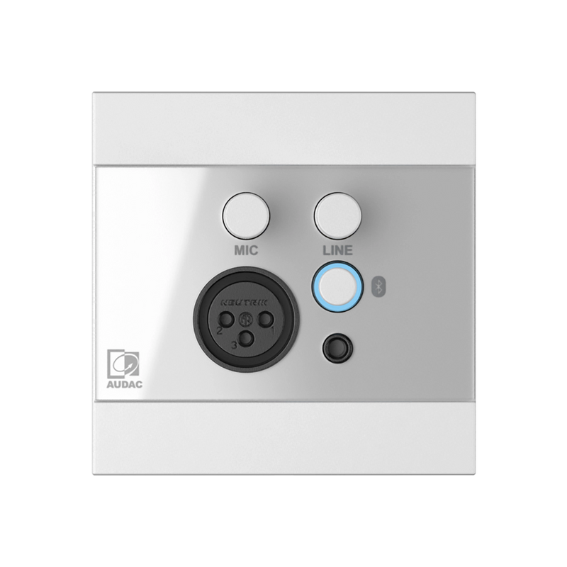 Audac WP225US/W Universal Wall Panel Microphone, Line And Bluetooth Receiver (White) - 80 x 80mm
