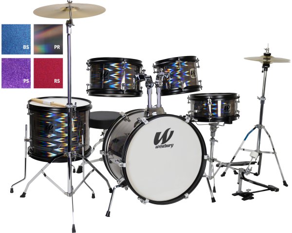 Westbury WST-JR5-BS 5 Piece Junior Drum Set with Hardware (Blue Sparkle Finish)