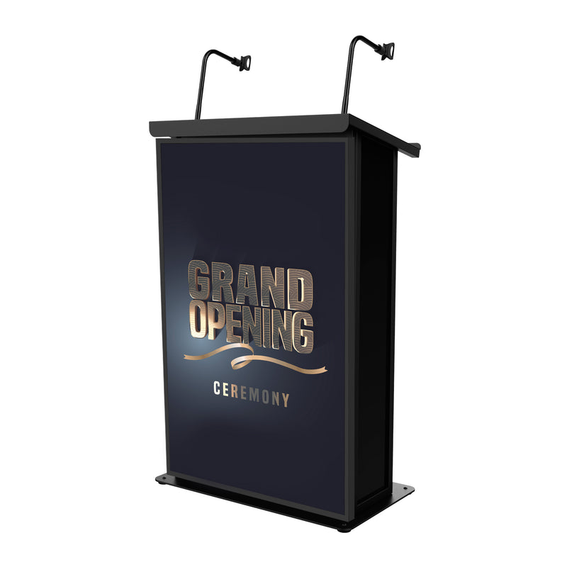 Podium de pupitre multimédia ProX X-MAESTRO MEDIA BL Maestro pour téléviseurs à écran plat LED jusqu'à 32" avec 2 supports de micro à col de cygne (noir)