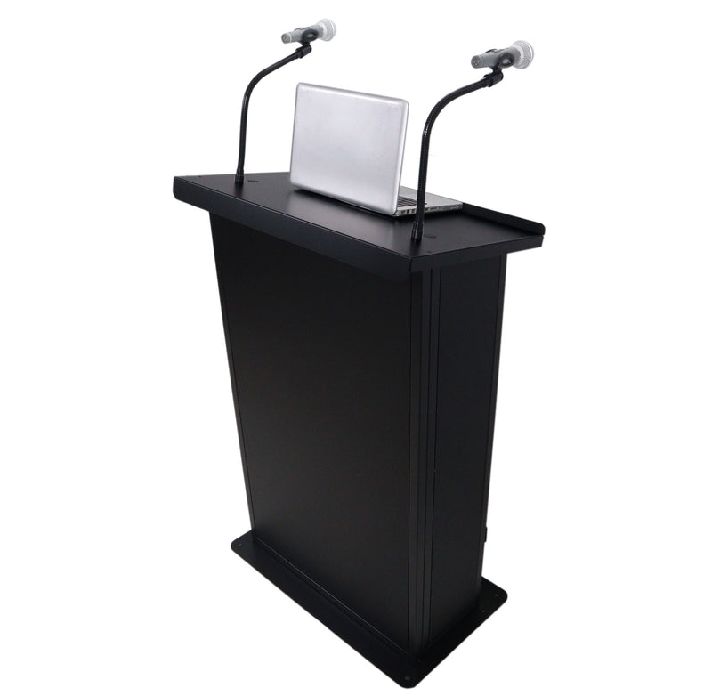 Podium de pupitre multimédia ProX X-MAESTRO MEDIA BL Maestro pour téléviseurs à écran plat LED jusqu'à 32" avec 2 supports de micro à col de cygne (noir)