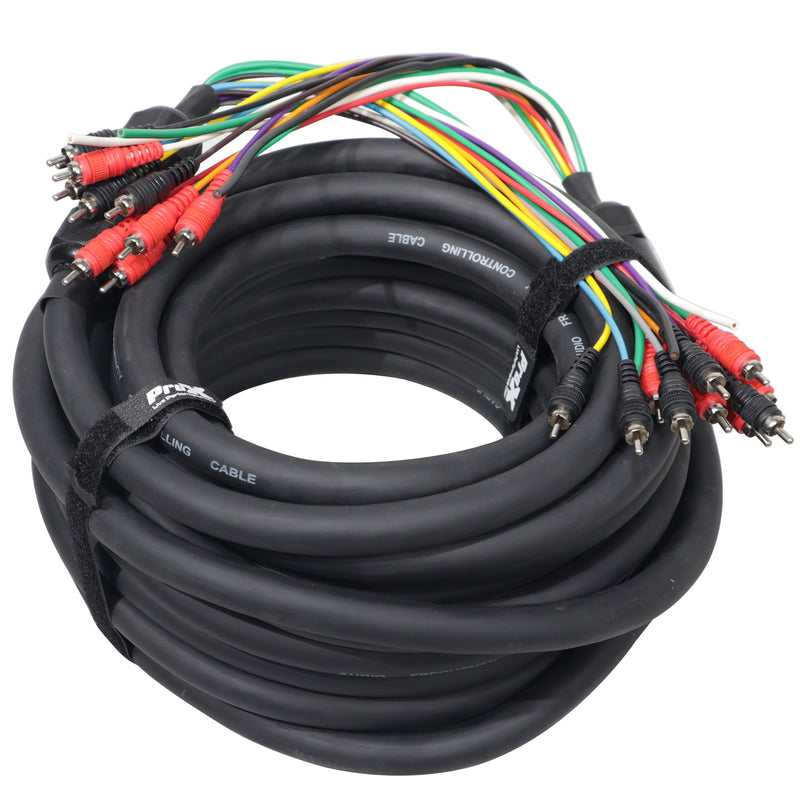 ProX XC-MEDOOZA50 50' ft 10 RCA Channel + 3 Power Cable for Marine and Car Audio - Medusa Style Cable