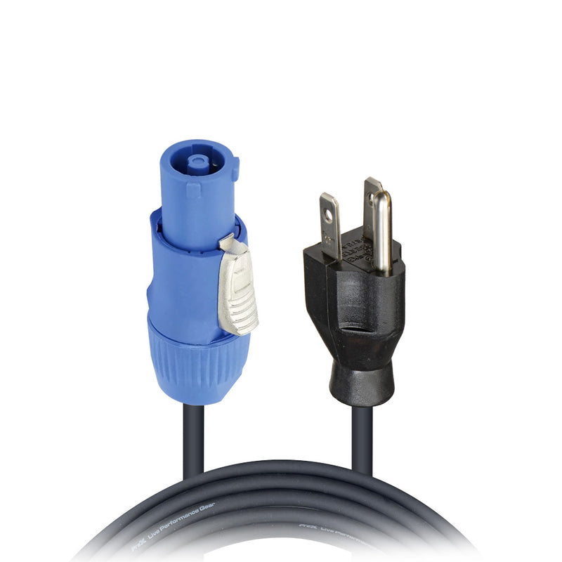 ProX XC-PWCE14-25 14 AWG High Performance Power Cord NEMA 5-15 Edison to PowerCon Blue Male - 25ft