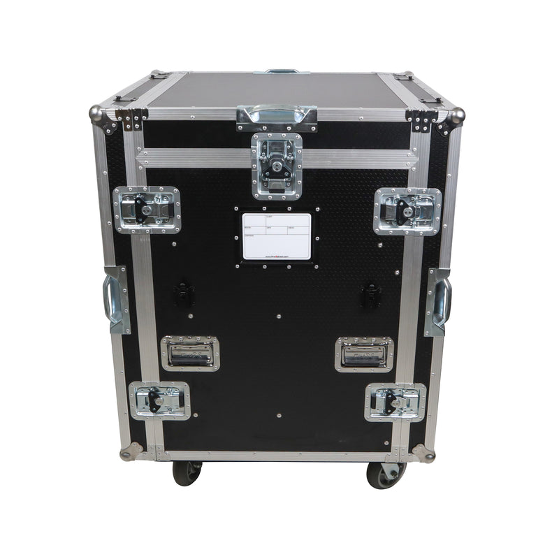 ProX XS-BRANCO12U2DW BRANCO ATA Flight Style FOH Mixing Console Case 12U Shockproof Rack 2 Drawer 2 Side Tables & 4 Locking Casters