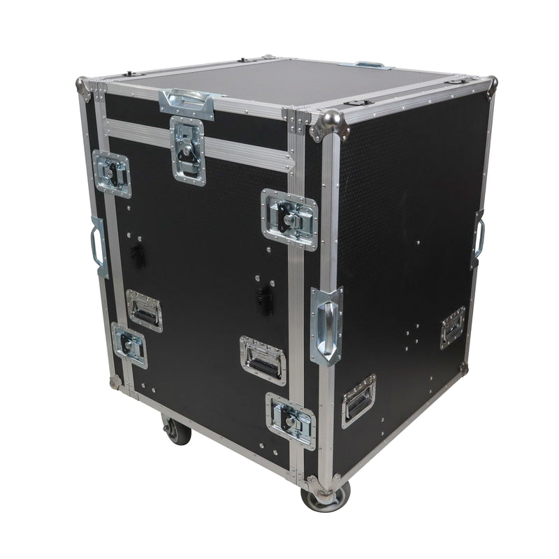 ProX XS-BRANCO12U2DW BRANCO ATA Flight Style FOH Mixing Console Case 12U Shockproof Rack 2 Drawer 2 Side Tables & 4 Locking Casters