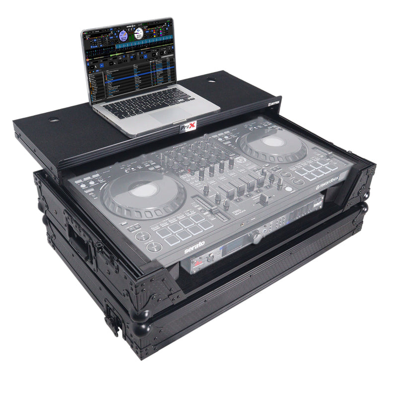 ProX XS-DDJFLX10WLTBLLED ATA Flight Style Road Case For Pioneer DDJ-FLX10 DJ Controller with Laptop Shelf