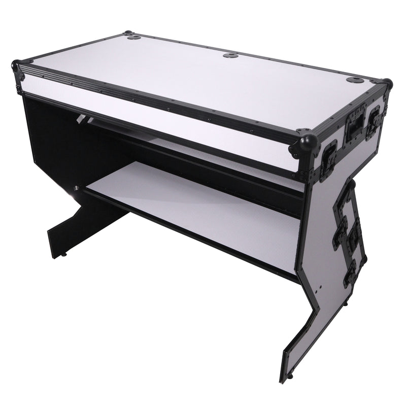 ProX XS-ZTABLE WH MK2 DJ Table Mobile Workstation Flight Case Style with Handles and Wheels