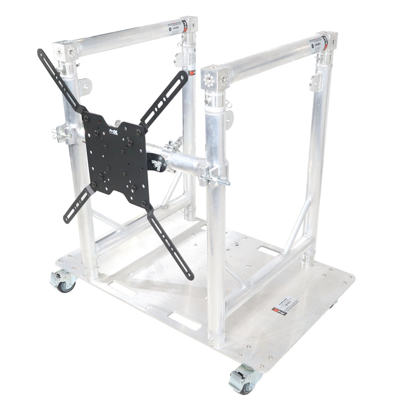ProX XT-MMDJTV01 Modular Mobile Media TV DJ Station Booth for ProX XT-GRU Rapid Grid Modular System And Base Plate With Wheels