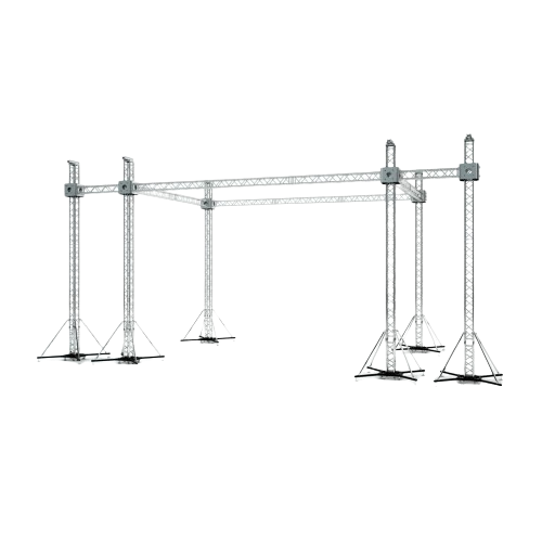 ProX XTP-GS302023-SPW Flat Stage Roofing System with 7 Ft Speaker Wings and 6 Chain Hoists - 30 Ft W x 20 Ft L x 23 Ft H
