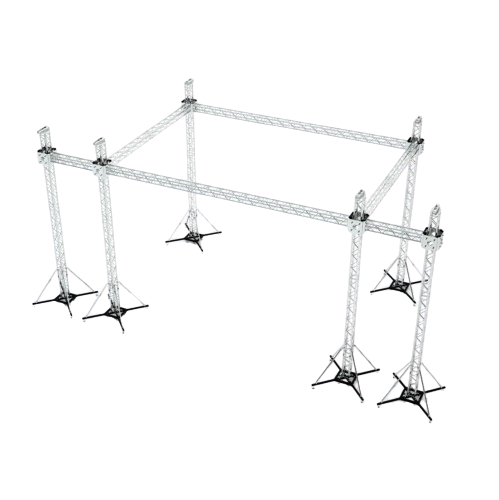ProX XTP-GS302023-SPW Flat Stage Roofing System with 7 Ft Speaker Wings and 6 Chain Hoists - 30 Ft W x 20 Ft L x 23 Ft H