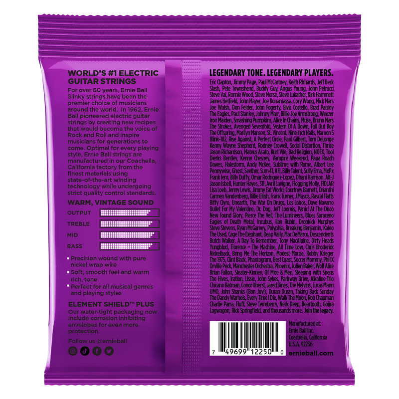 Ernie Ball 2250EB Classic Rock N Roll Power Slinky Electric Guitar Strings 011 - 048