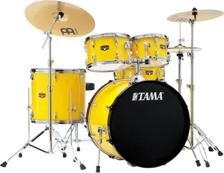 Tama IE52CELY 5-Piece Complete Drum Set With Snare Drum And Meinl Cymbals (Electric Yellow)