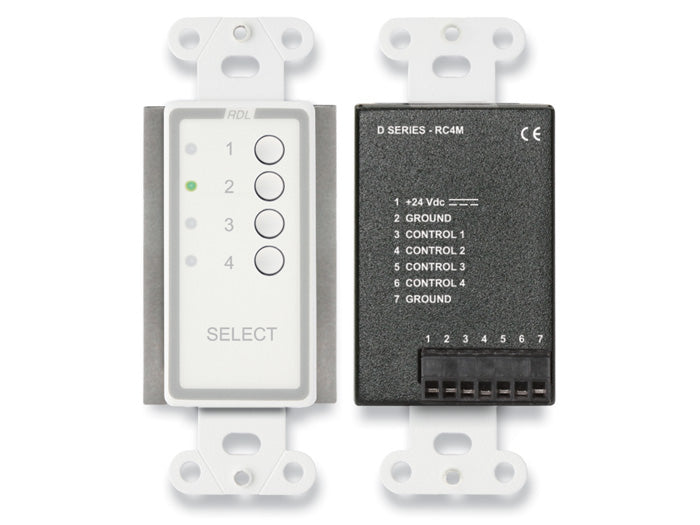 RDL D-RC4M 4 Channel Remote Control Wall Plate