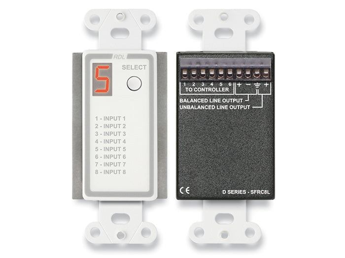 RDL D-SFRC8L Audio Selector Wall Plate for SourceFlex Audio System