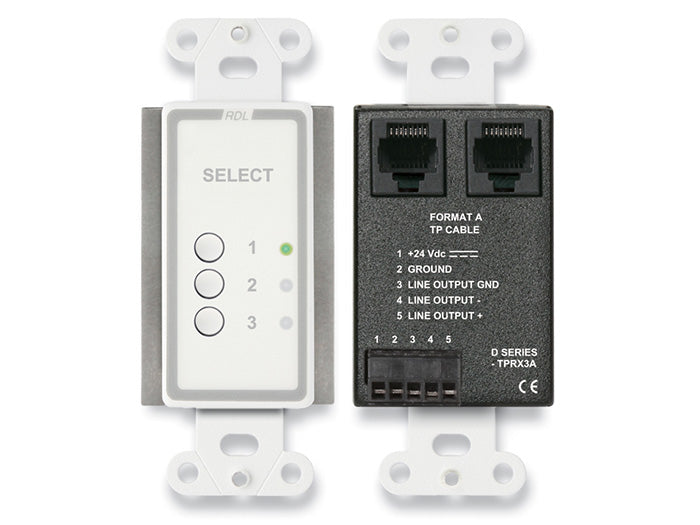 RDL D-TPRX3A Three Input Source Selector Wall Plate